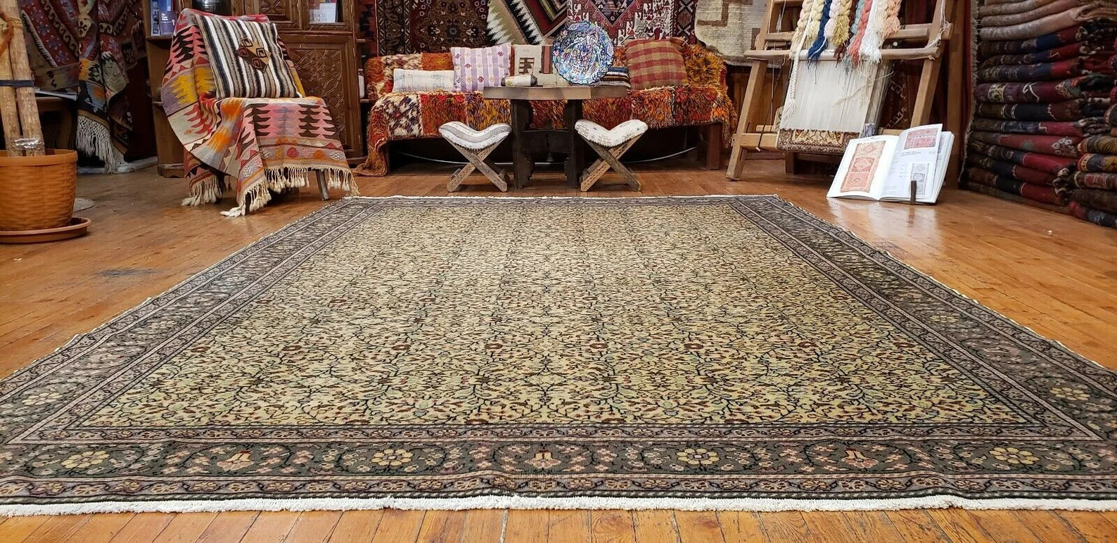 Antique 1930-1940’s Wool Pile Legendary Hereke Area Rug 7x10ft