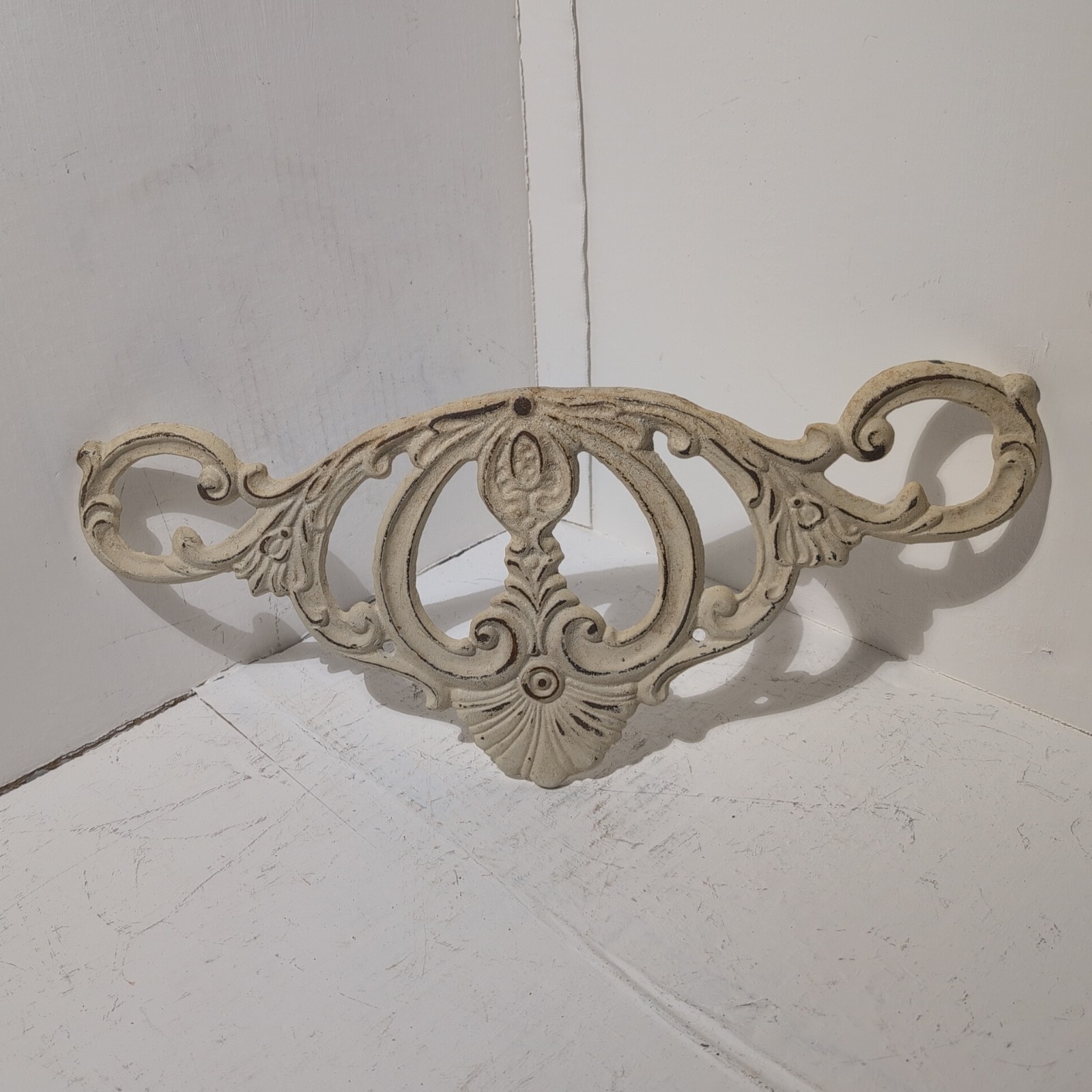 Vintage Architectural Salvage Cast Iron Pediment, Scroll & Shell Design
