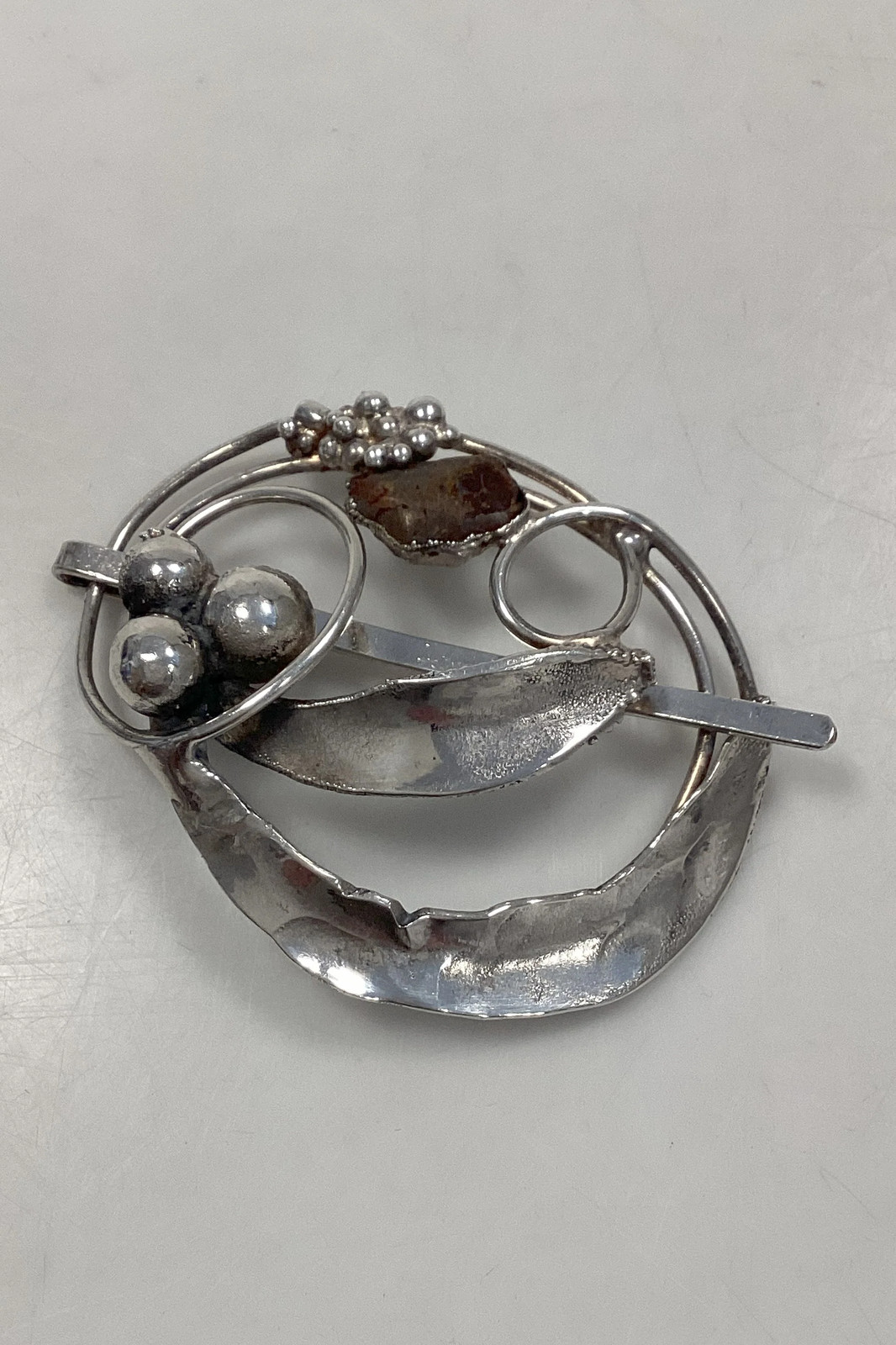 Ornamented Jacob Hull Hair Piece in Silver plated metal with stones