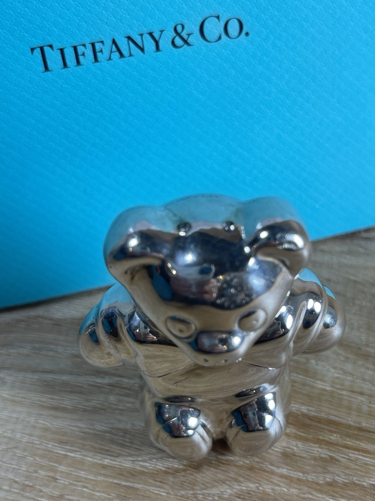 Authenticated Vintage 1990 Tiffany & Co. Sterling Teddy Bear Baby Rattle As Is