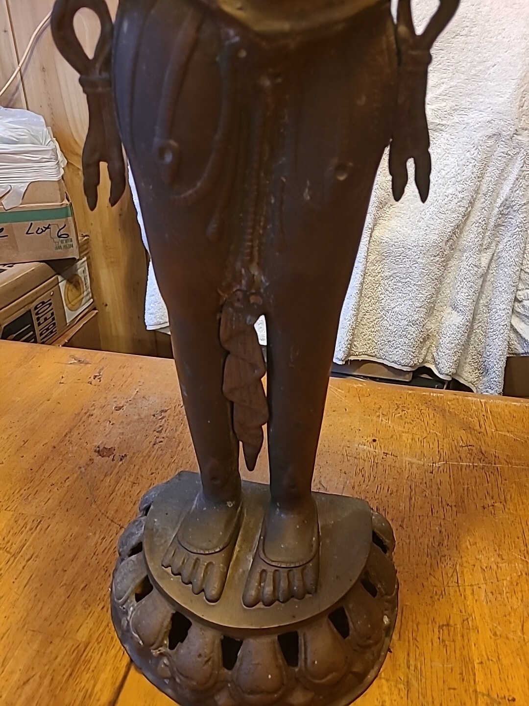 Antique Thara Tara Buddhist Buddha Statue 29″ Bronze ? Figure Asian God Estate