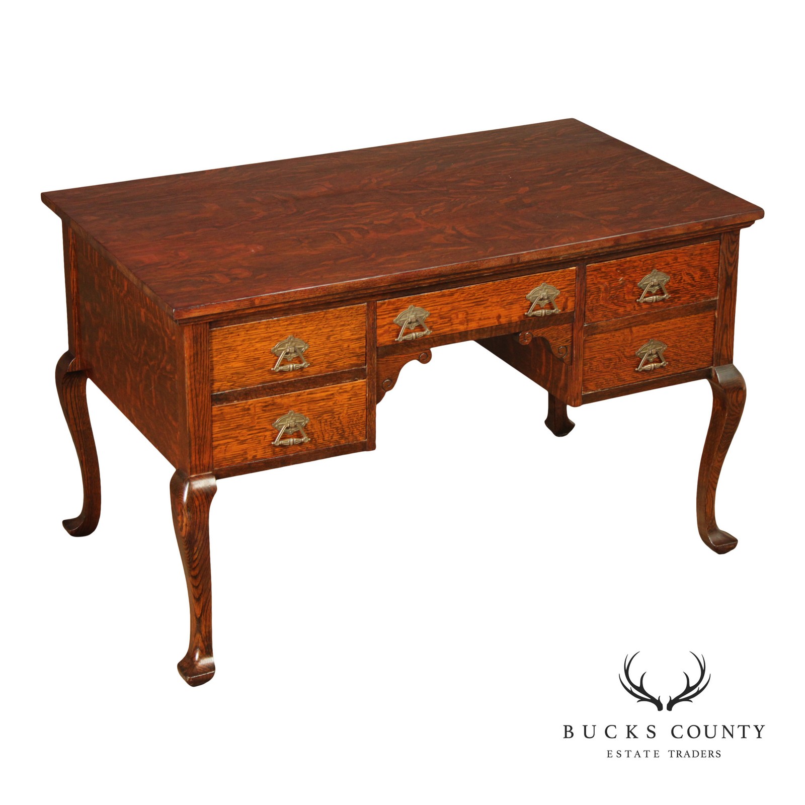 Antique Victorian Oak Partner’s Executive Writing Desk
