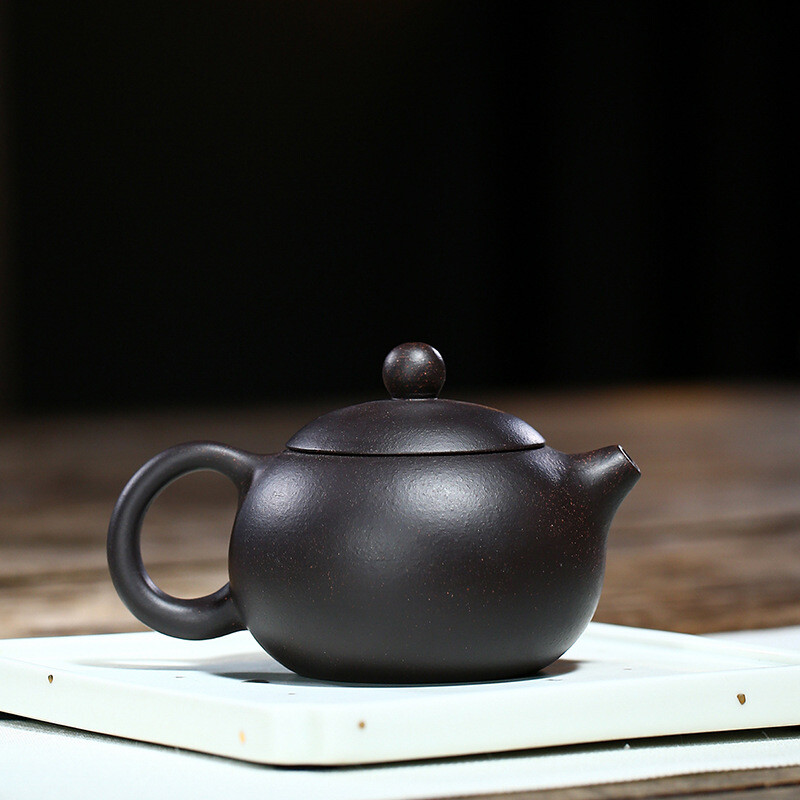 Collect Chinese Yixing Zisha Pottery Black Gold Sand 160ML Xishi Teapot 西施