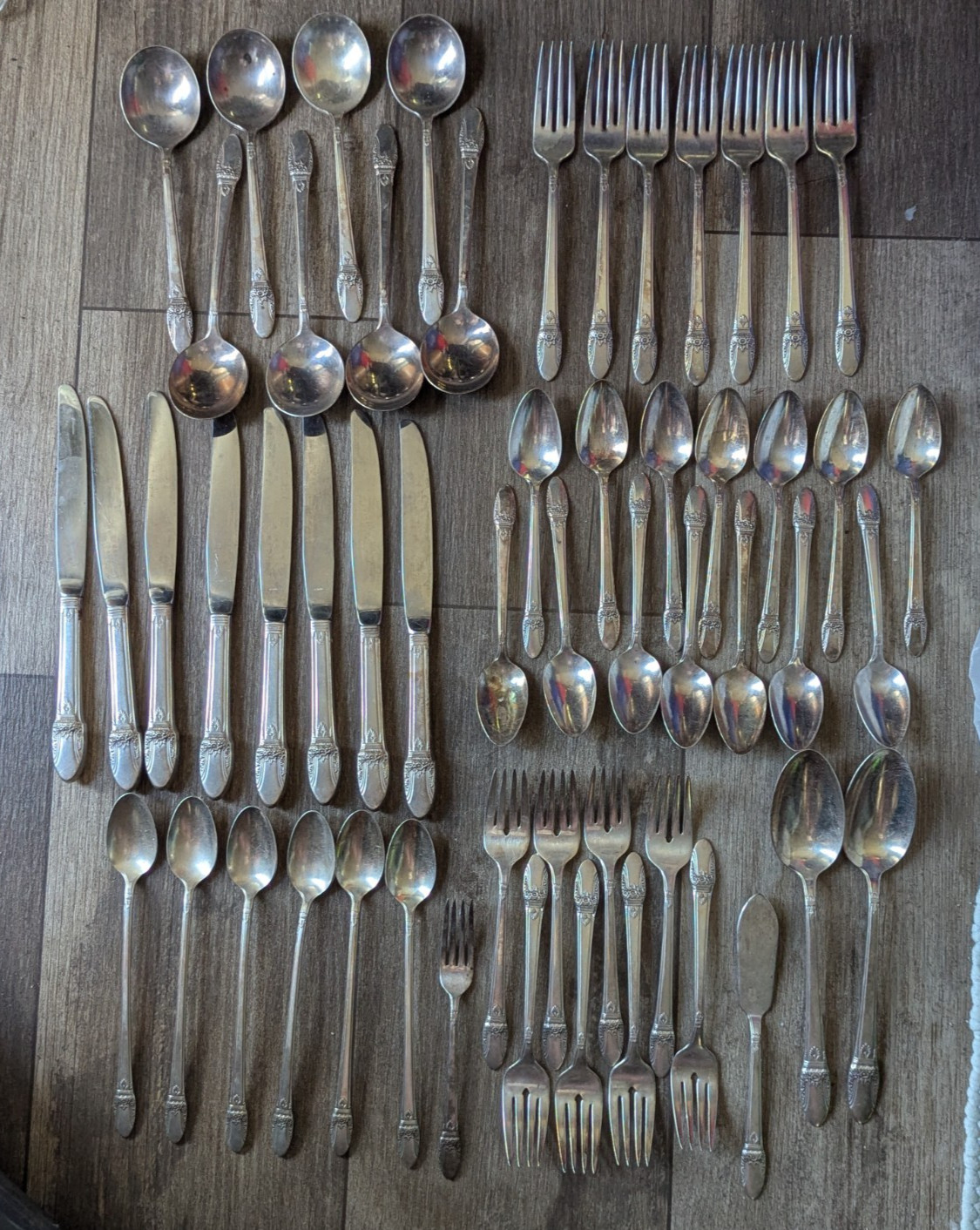 1847 ROGERS IS FIRST LOVE SILVERPLATE FLATWARE 55 PIECES
