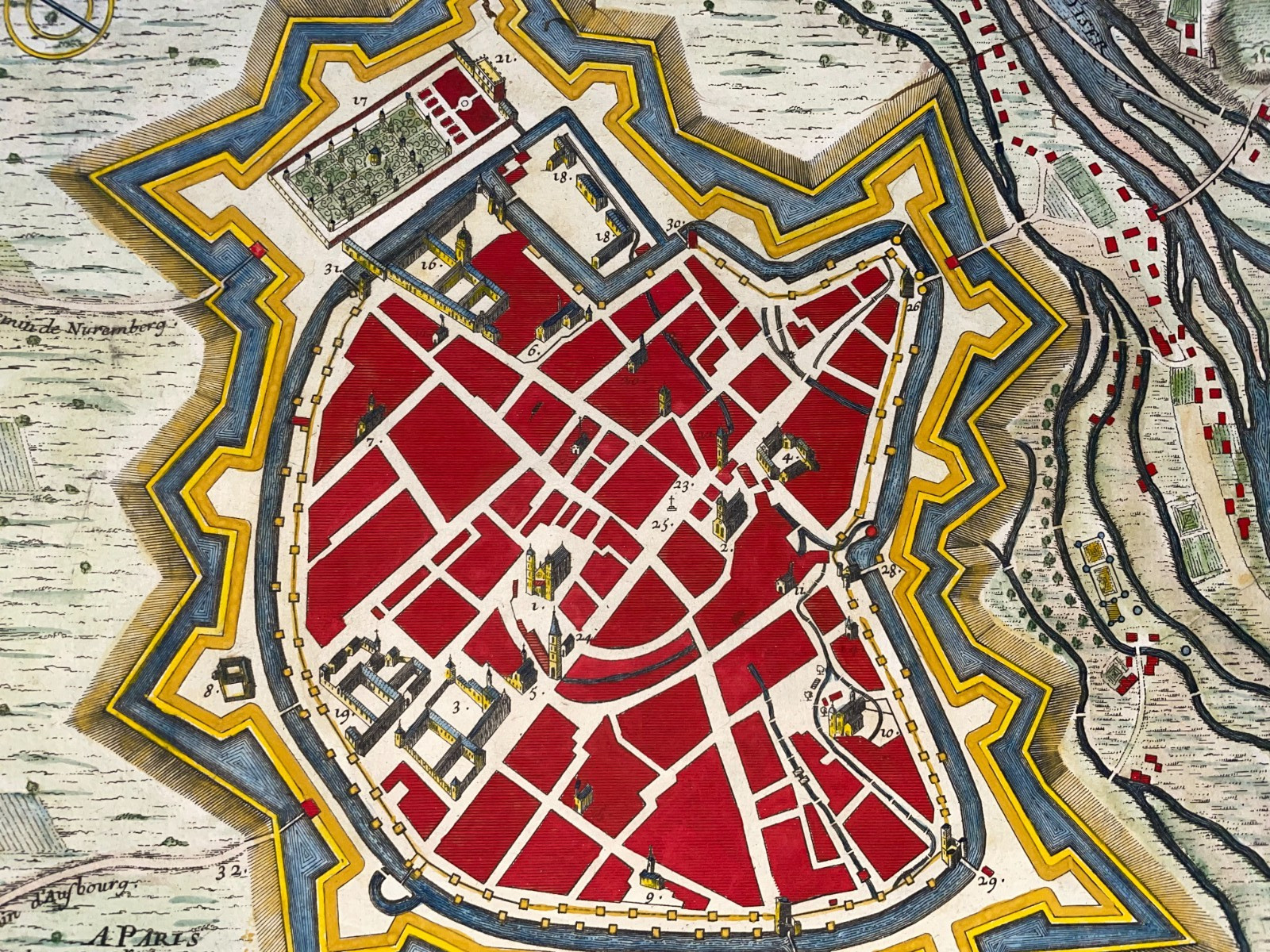MUNICH GERMANY DATED 1705 NICOLAS DE FER 18TH CENTURY ANTIQUE MAP