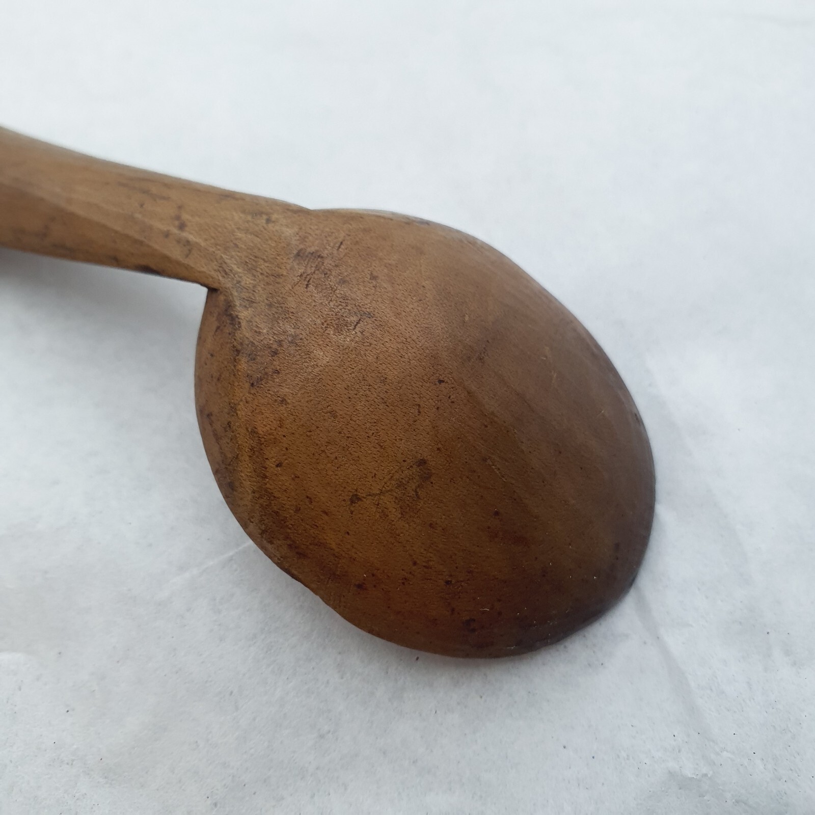 Antique C19th Welsh Lovespoon Geometric Chip Carved 9.5in Treen