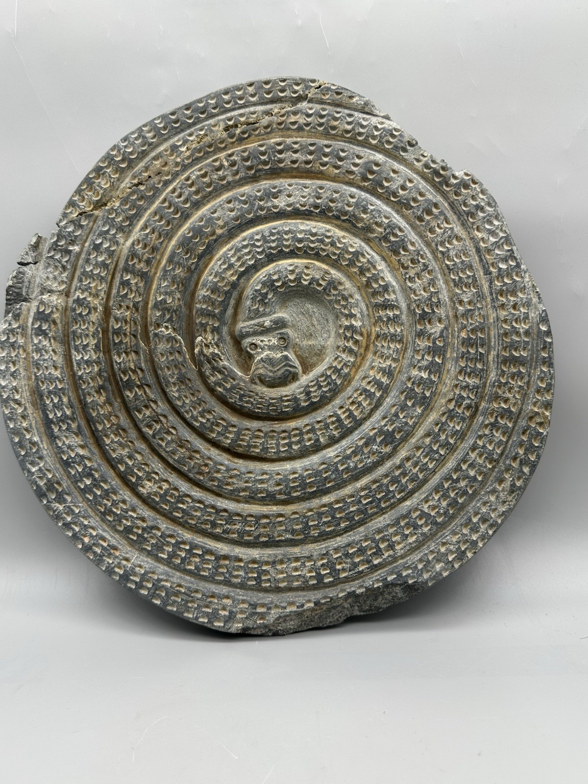 Ancient Near Eastern Halilrud Round With Snake Unusual Item