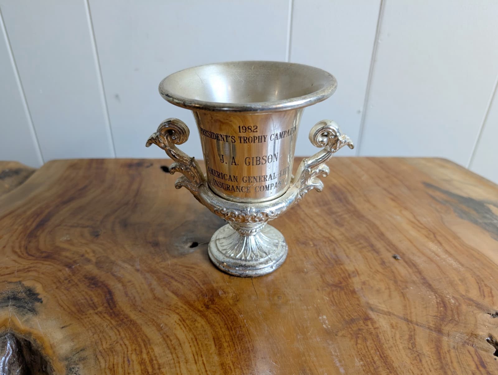 🏆 Vintage 1982 President’s Trophy Campaign Trophy Vase Silver Plated