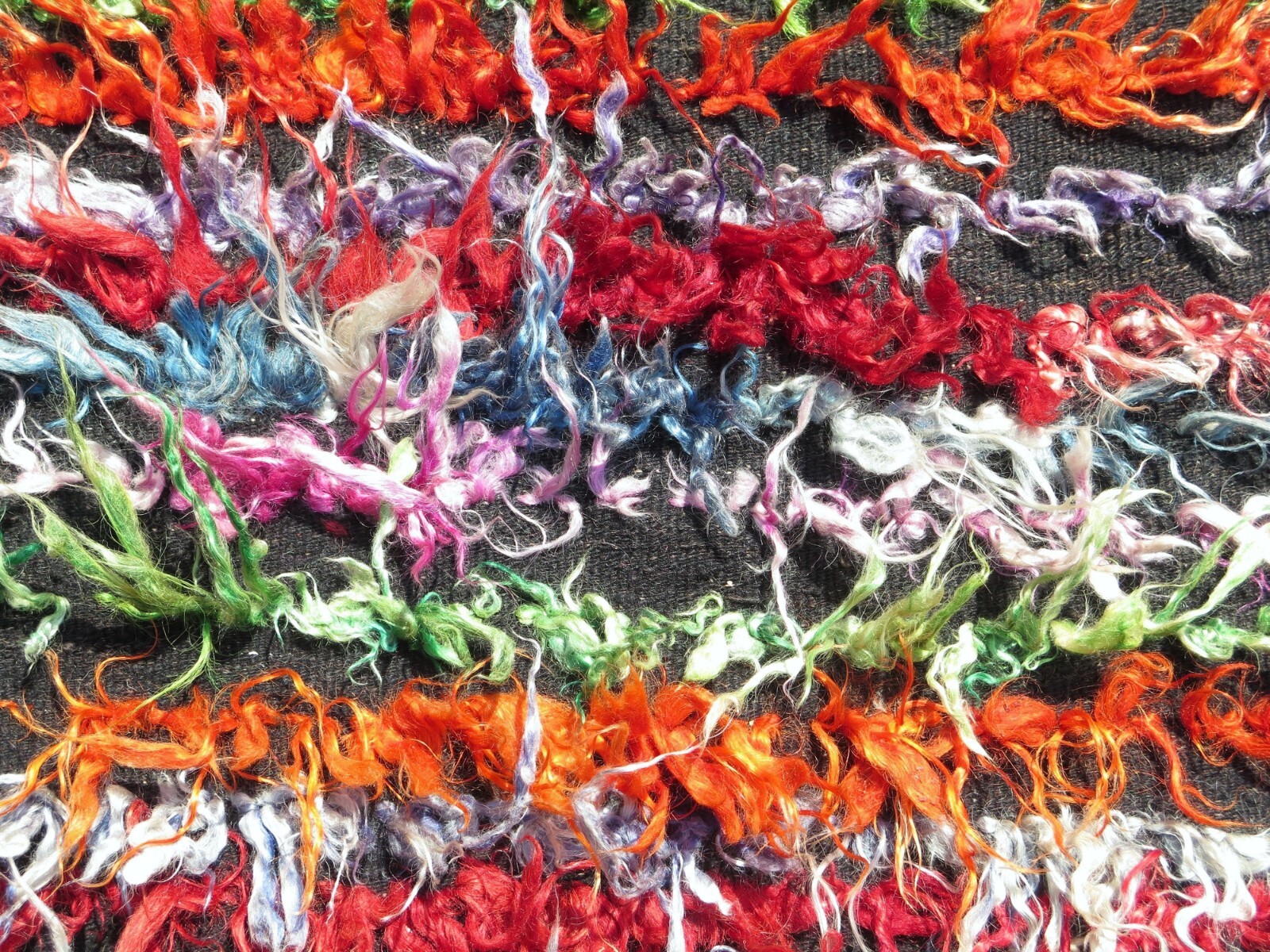 Shaggy Rug Mohair Rug Long Hair Rug Multicolor Carpet Vintage Tulu Rugs 35″x50″