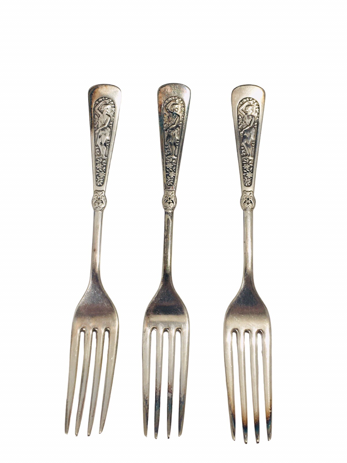 Antique 1847 ROGERS BROS Woman Arcadian Silver Plate Dinner Fork Lot of (3)