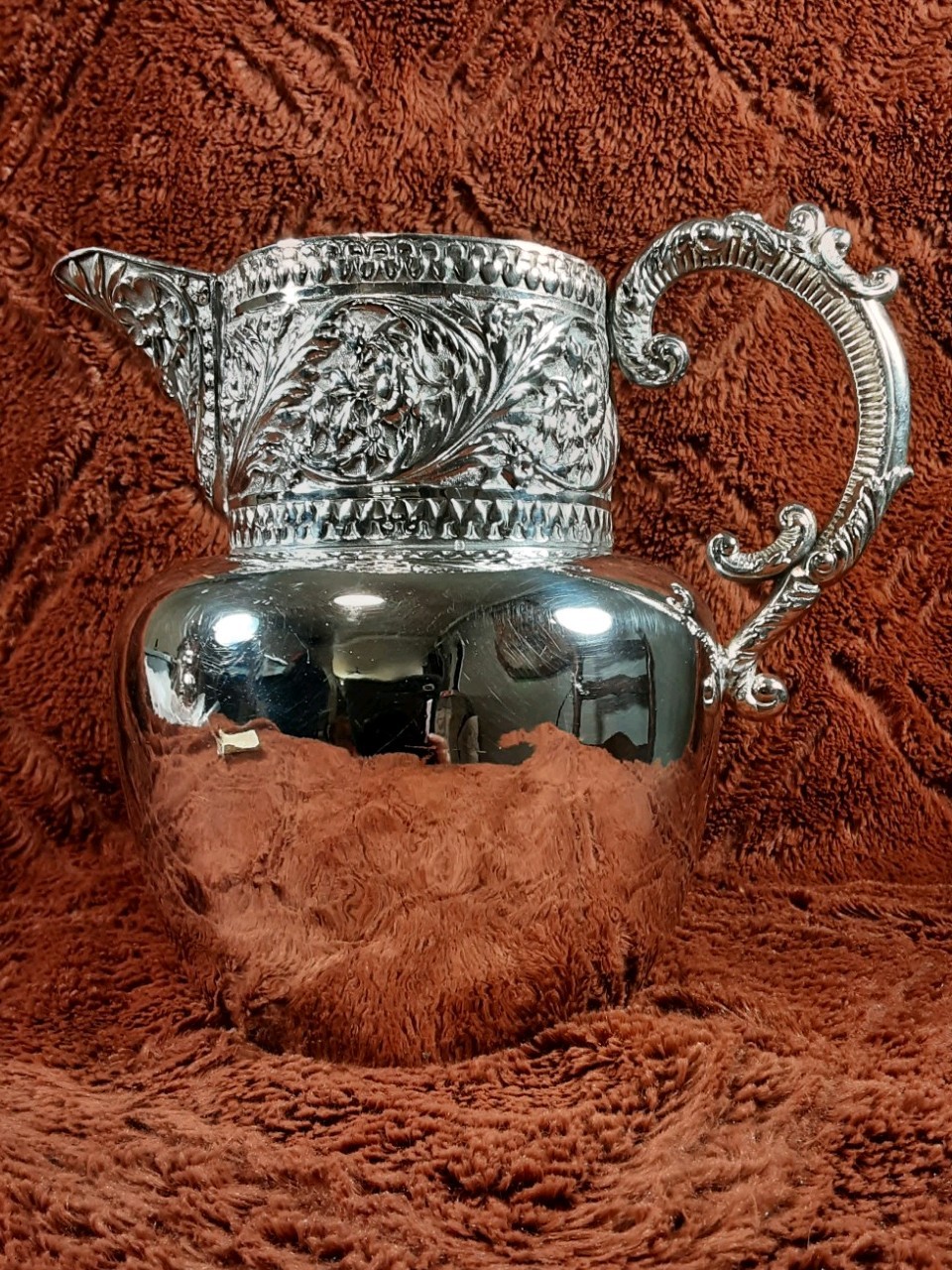Antique Water Pitcher Silver Plated Resilvered 2011 For Decorative Display Only