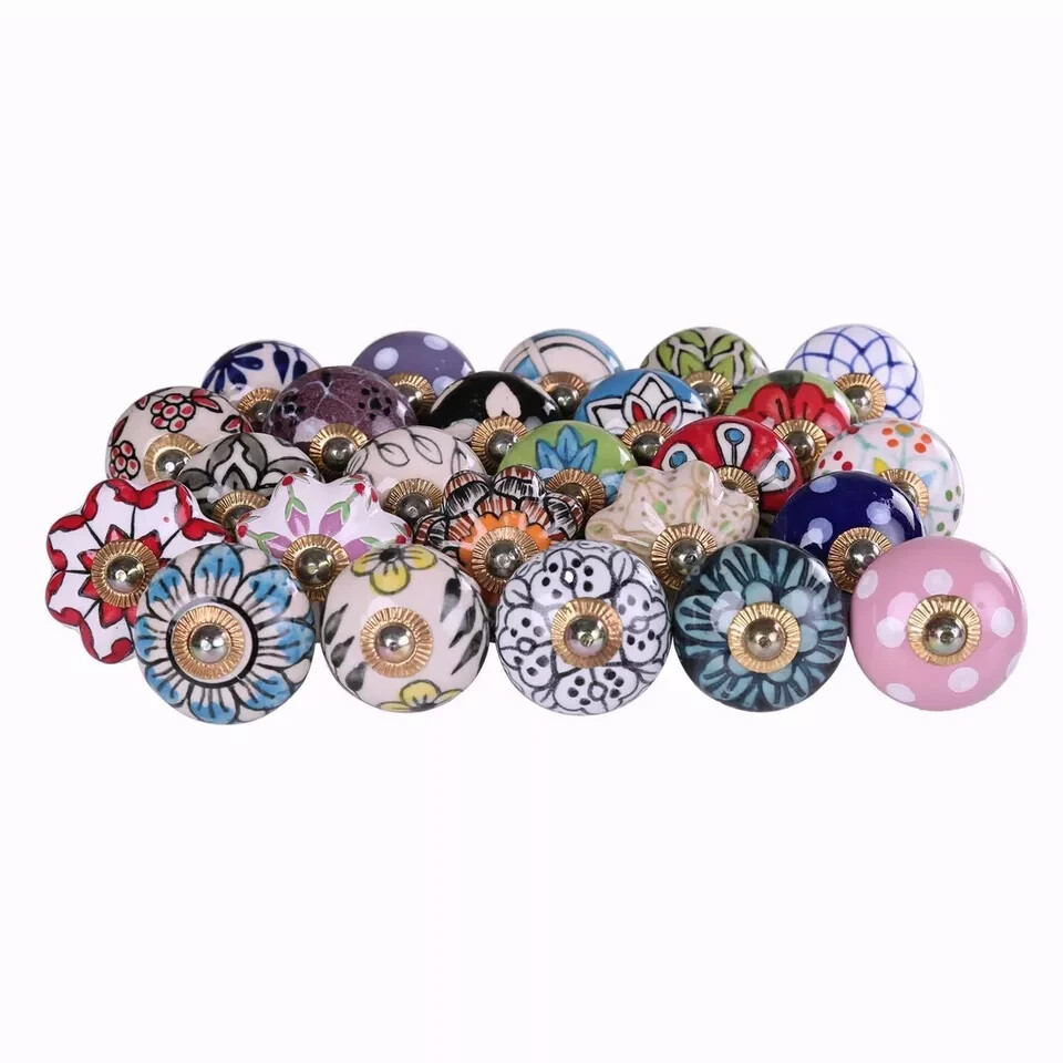Wholesale Ceramic Knobs Hand Painted Lot Of 5 Pcs Cabinet Knobs Home Decorate