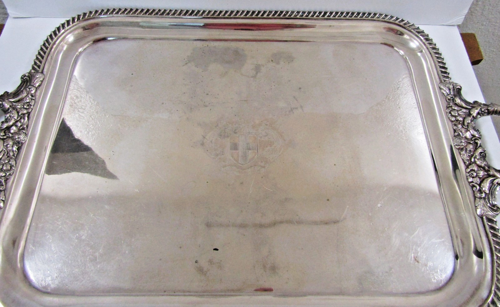 Old Sheffield Rectangular Butler Tray Gadrooned Edge 1840s