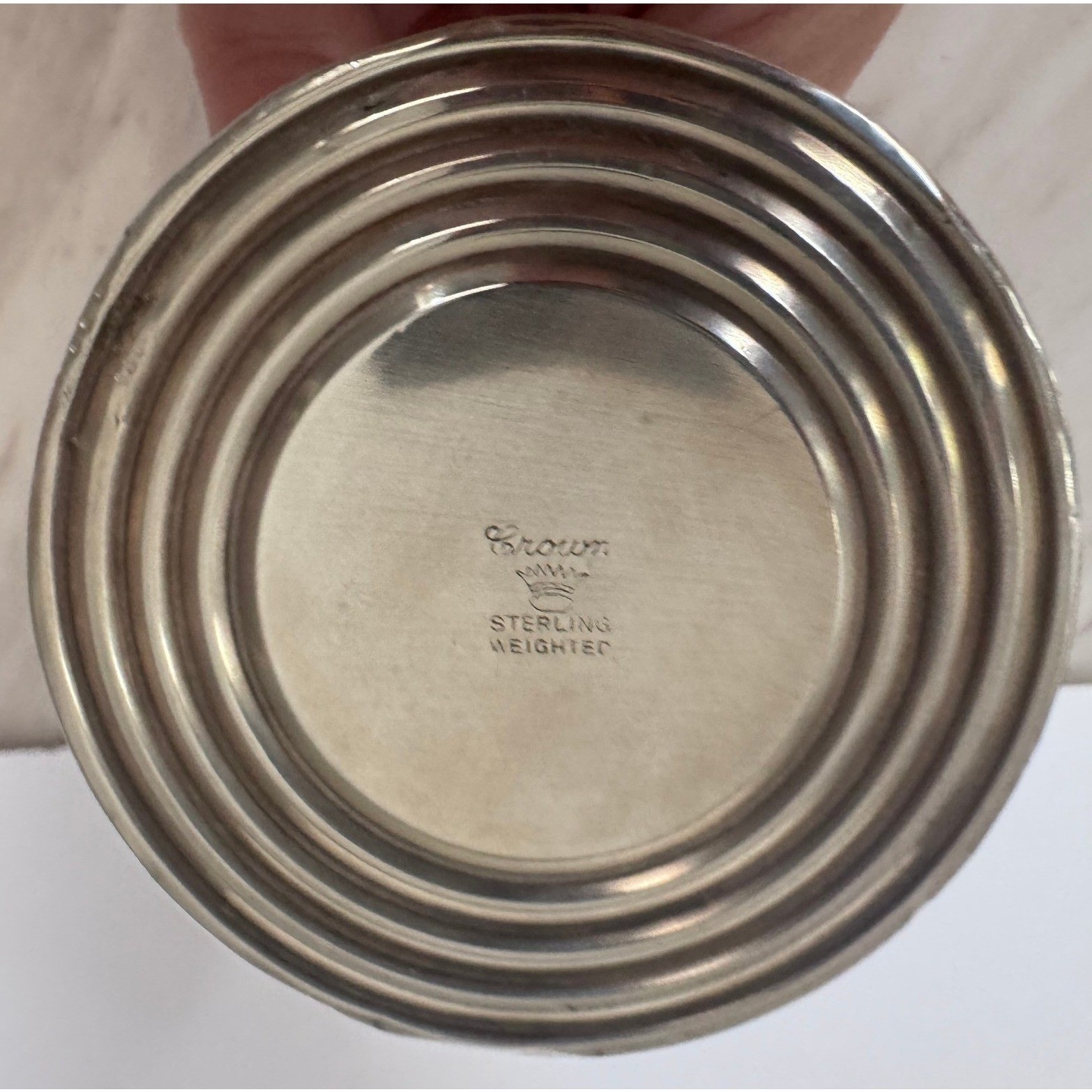 Crown Sterling Silver Weighted Compote Pedestal Dish Vintage Gadroon Rim 5in