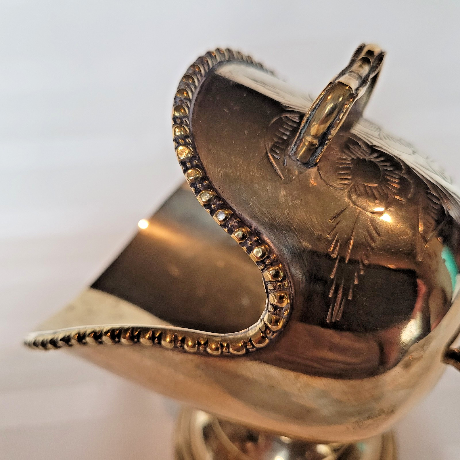 Vintage 2-Pc Sugar Scuttle with Scoop, Electroplated Nickel Silver, Gold Tone