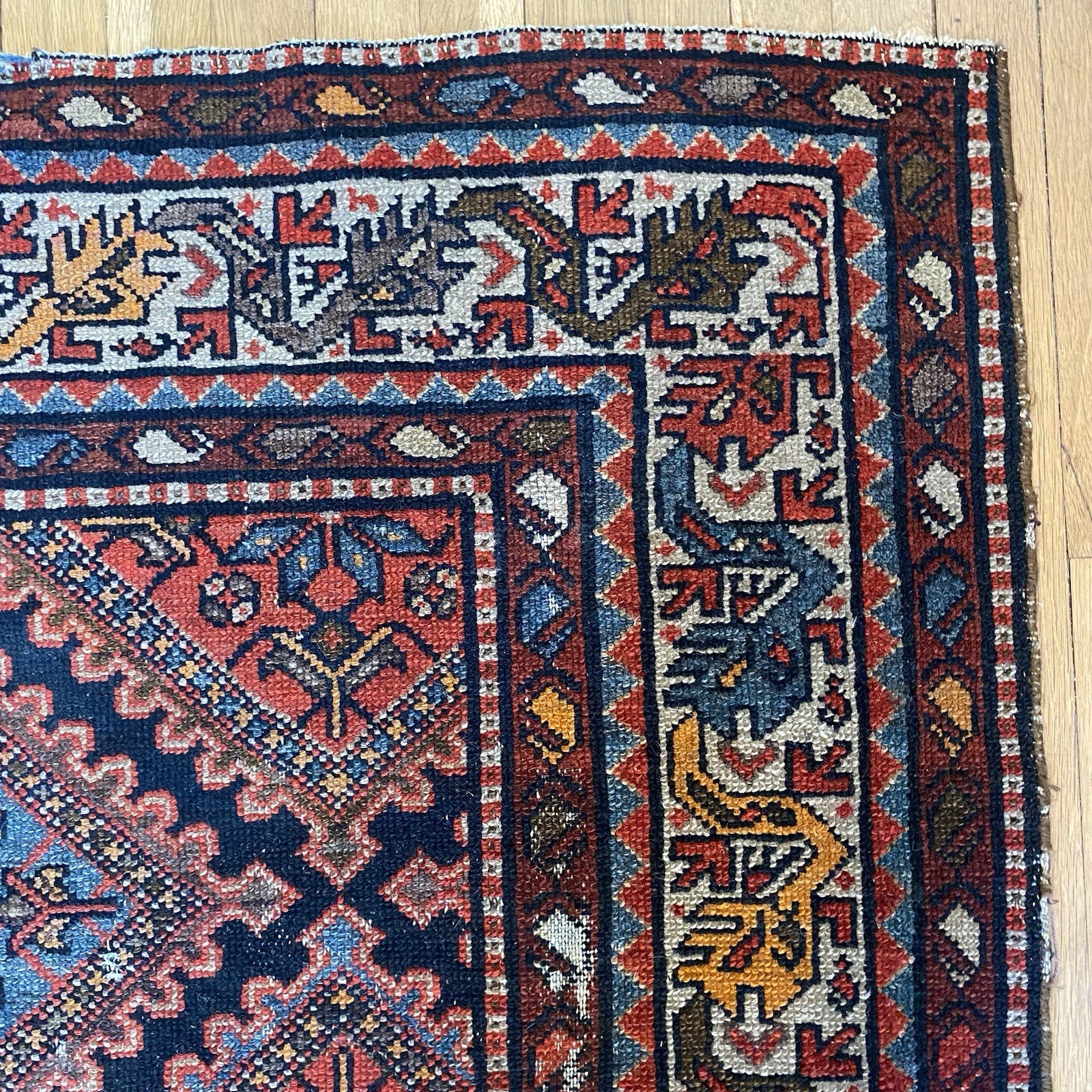 Antique Rug 4′ 1 x 6′ 5 Blue Hand Knotted Oriental Rug