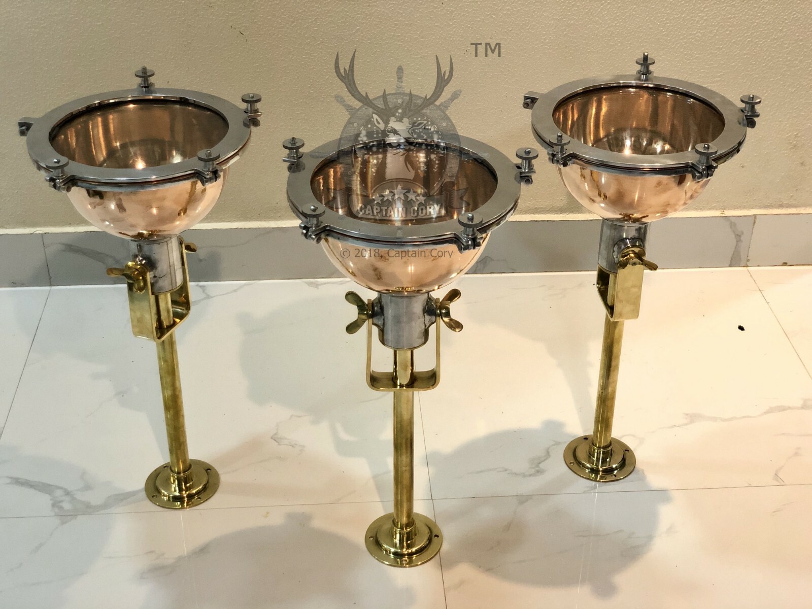 Authentic Aluminum Copper Ceiling Nautical Marine Pendant Light Brass Pipe