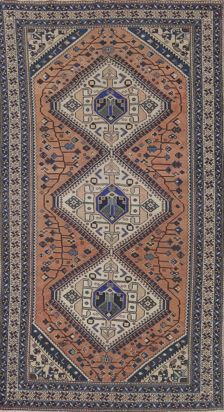 Geometric Traditional Rug 5×10 Vintage Hand-knotted Wool for Any Room