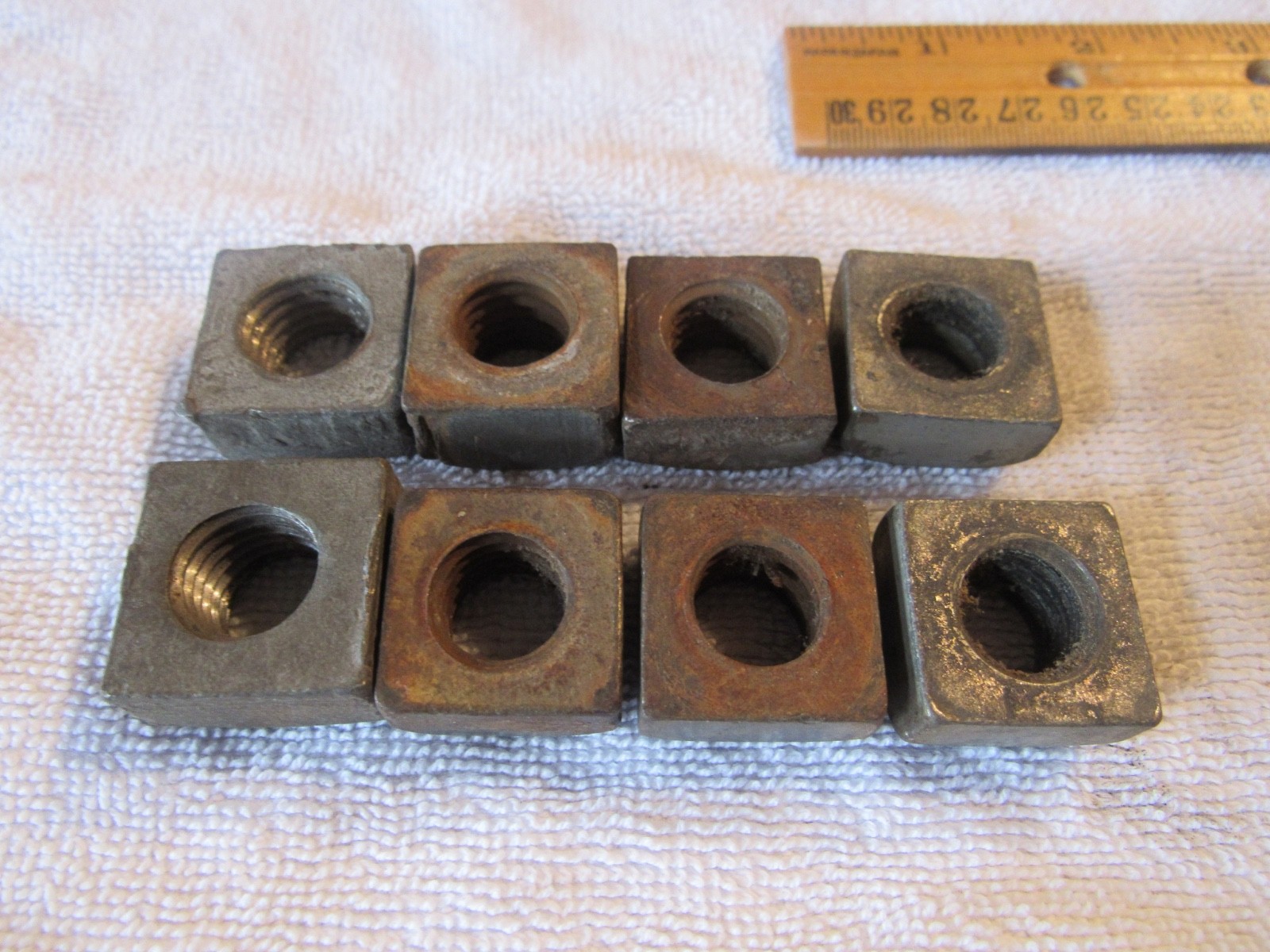 Vintage Antique SQUARE Head NUTS Coarse 1/2″ Diameter lot of 8 Hd3