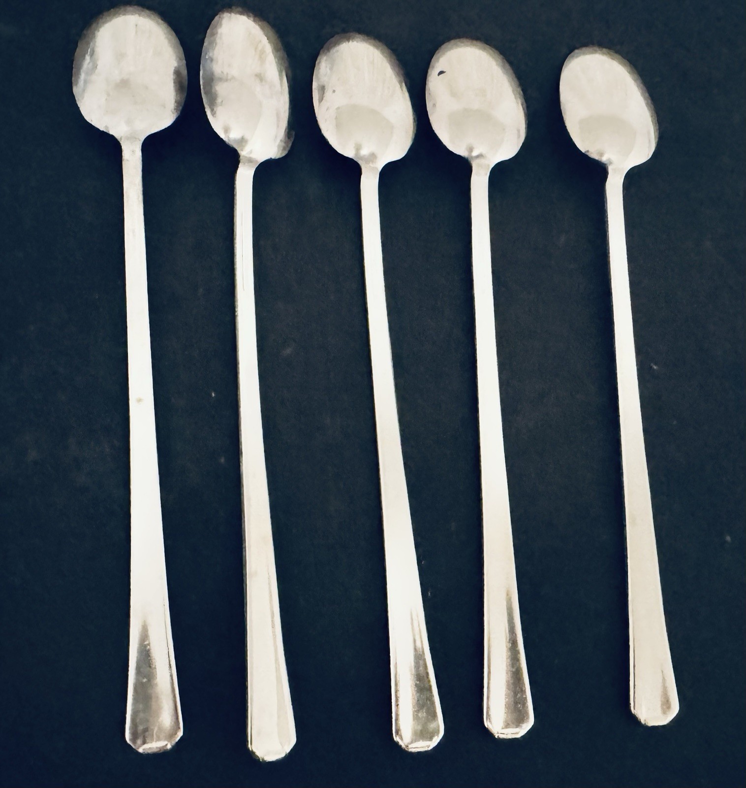 International Silver Five Iced Tea Spoons Broadway Pattern Art Deco 1940