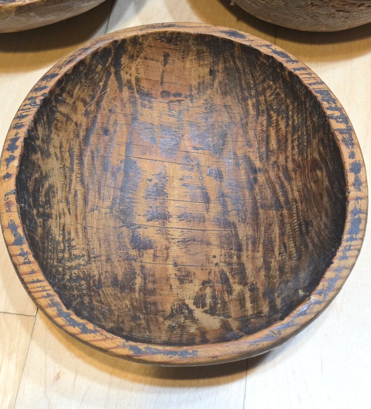 Antique Oak Wood hand-turned Primitive Bowl C1800s