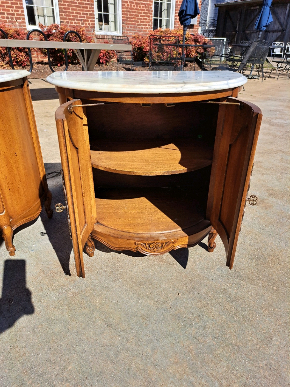 Walnut French Bedside Commodes 20th Century By White Furniture Company