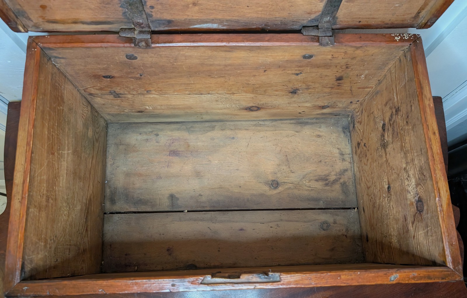 Antique 18th Century Dovetailed Document Chest Box ~ Hand Forged Strap Hinges