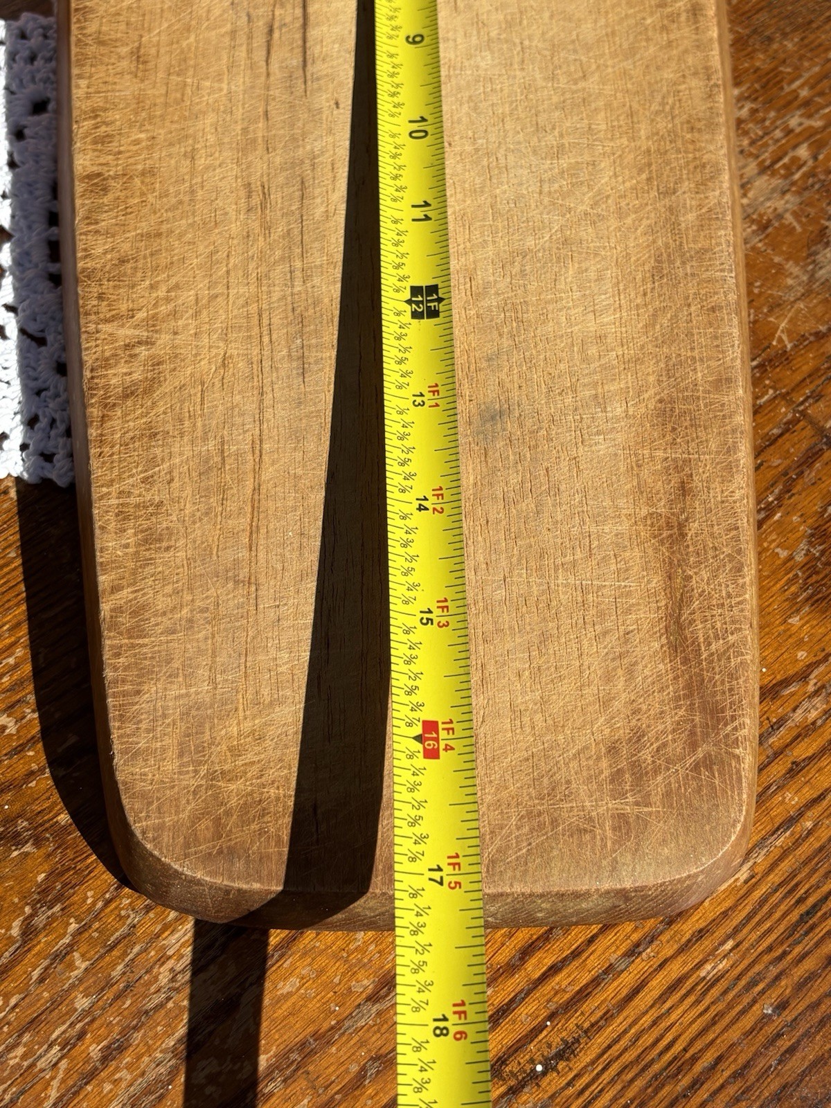 Primitive Wooden Bread Board Maple Chopping Block Tombstone Handled Cutting 1940