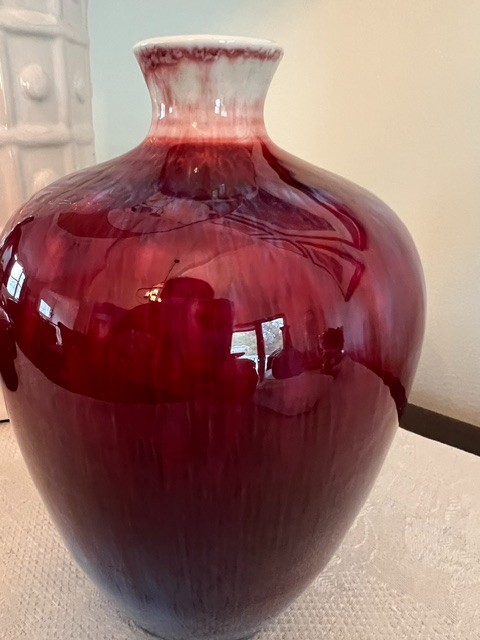 VTG Chinese Porcelain Vase Purple Oxblood Drip Flambe Glaze Jingdezhen 9″