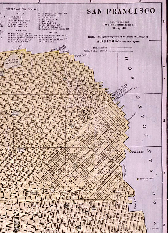Antique 1891 Map ~ City of San Francisco, California – 11×14