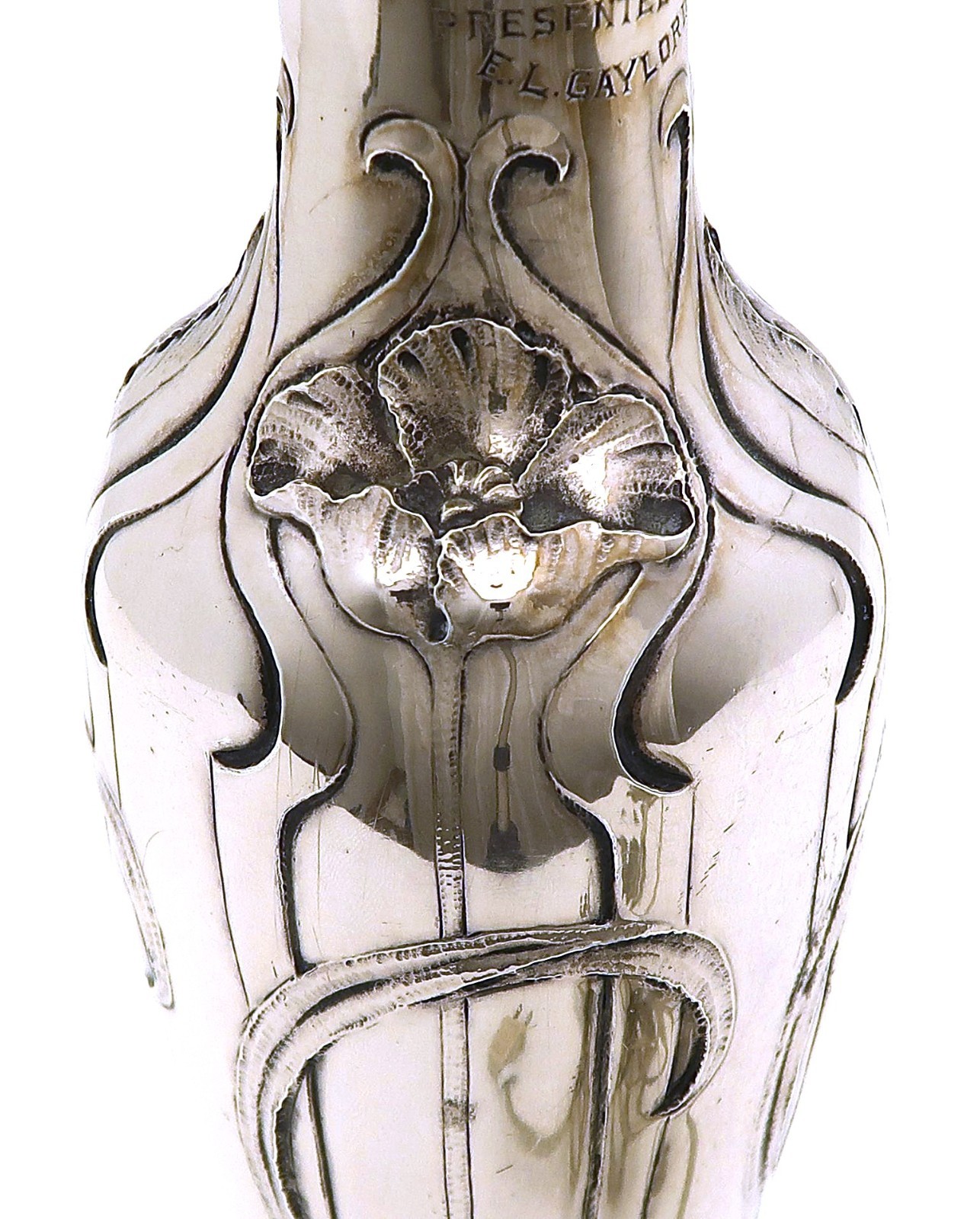 Art Nouveau Tulip motif Gorham Martele Finish Lamp Engraved Date 1902