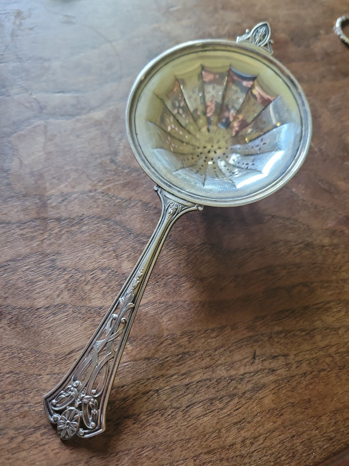 Antique WEBSTER Art Nouveau Sterling Silver Over The Cup Tea Strainer