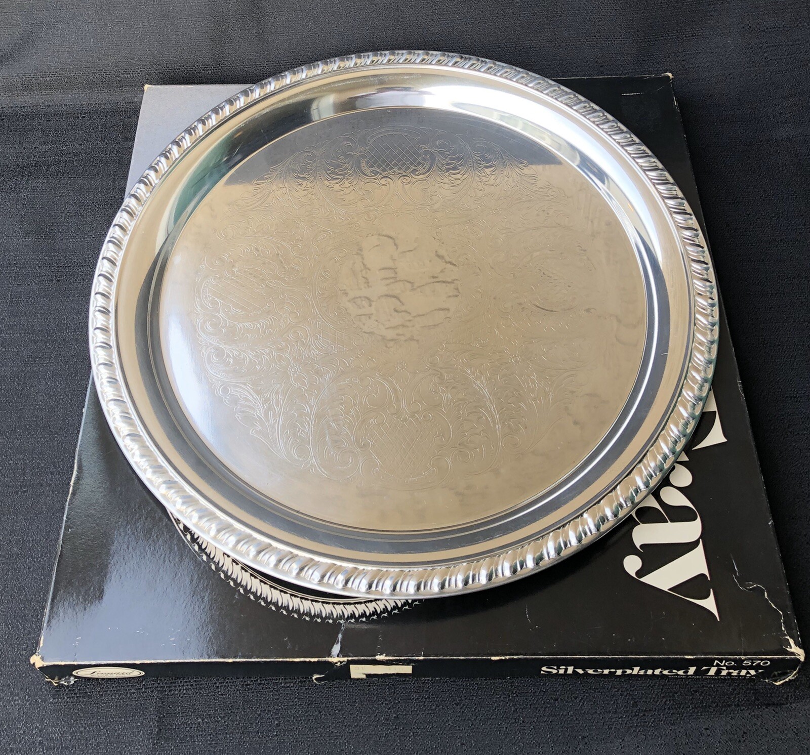 Leonard Silverplated Tray #570 Serving Platter 12 1/4″ Diameter