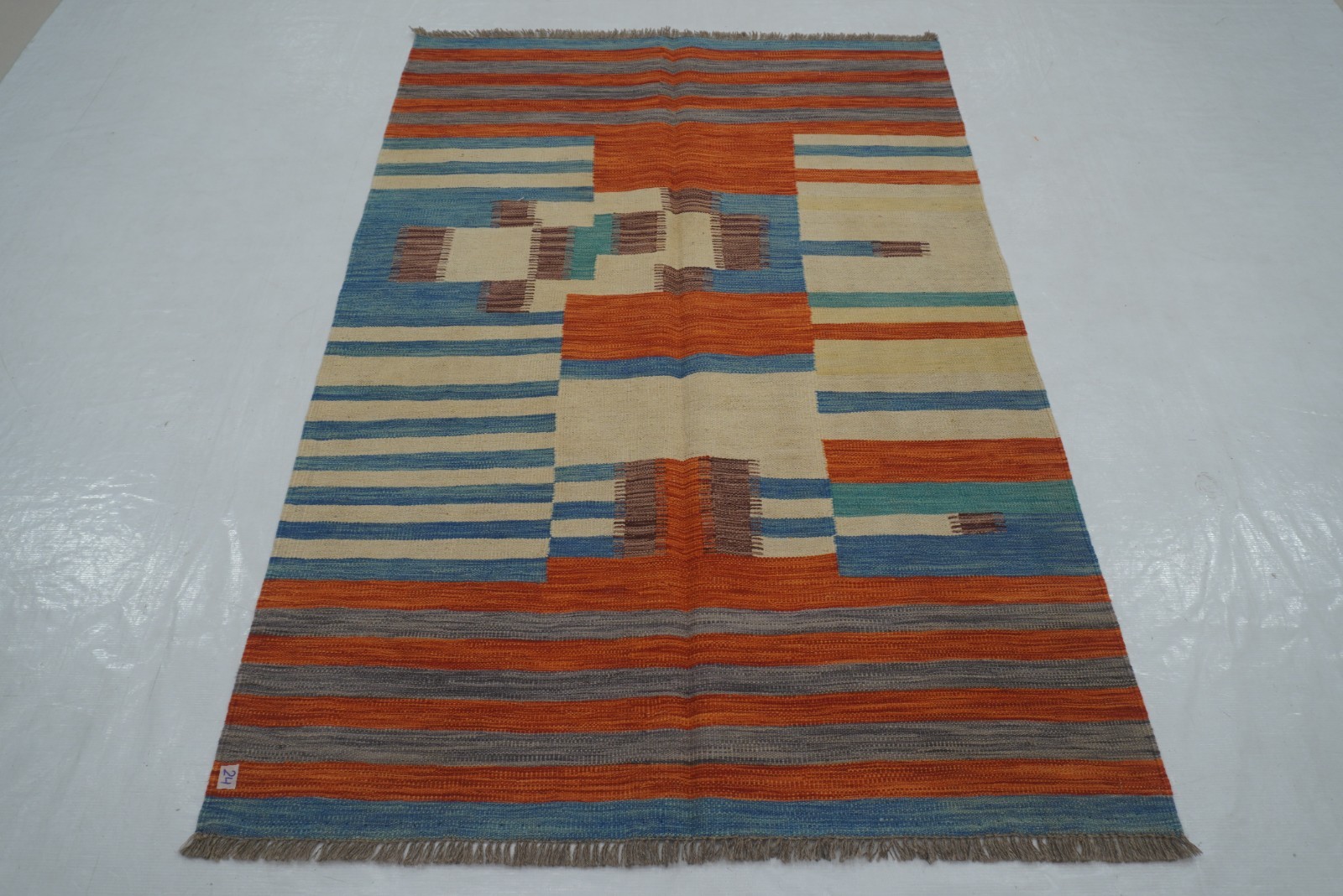 4×6 ft Multicolor Afghan Modern Hand Woven Wool Reversible Kilim Rug