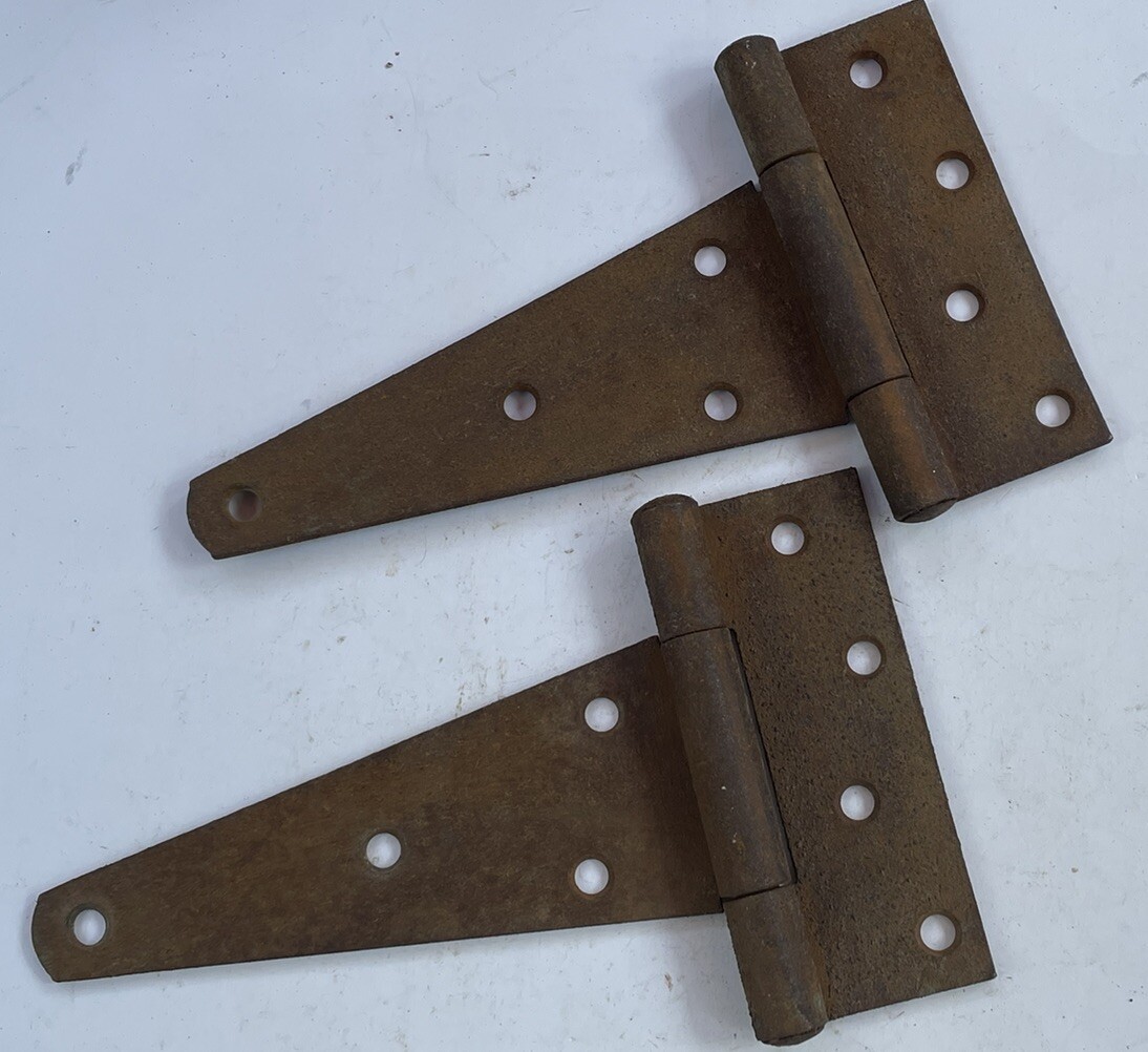 Antique OLD Vintage Heavy Steel Box Car Hinges or Barn Door Hardware Set