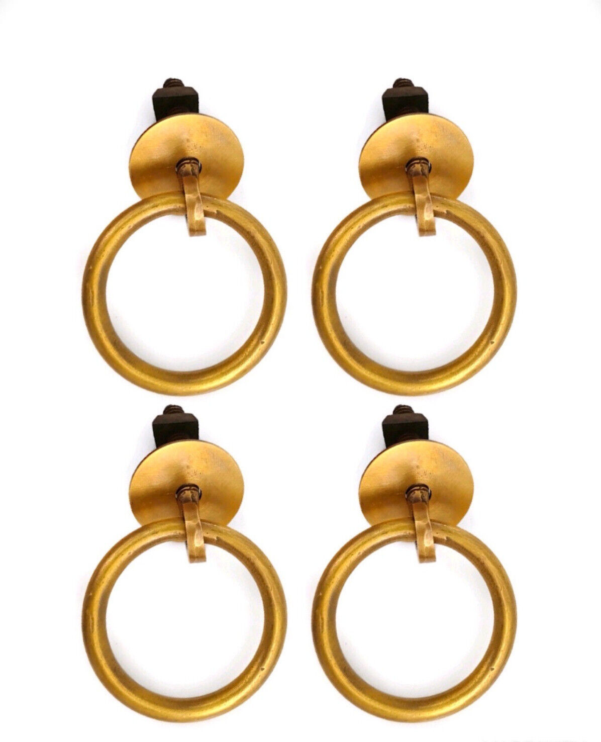 4 round ring pulls solid brass 40 mm 1.1/2″ box kitchen drawer pull watson 9 B