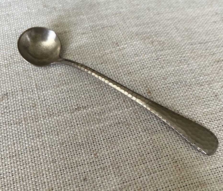 E & J Bass silver plate Hammered 4” Cream Ladle Spoon