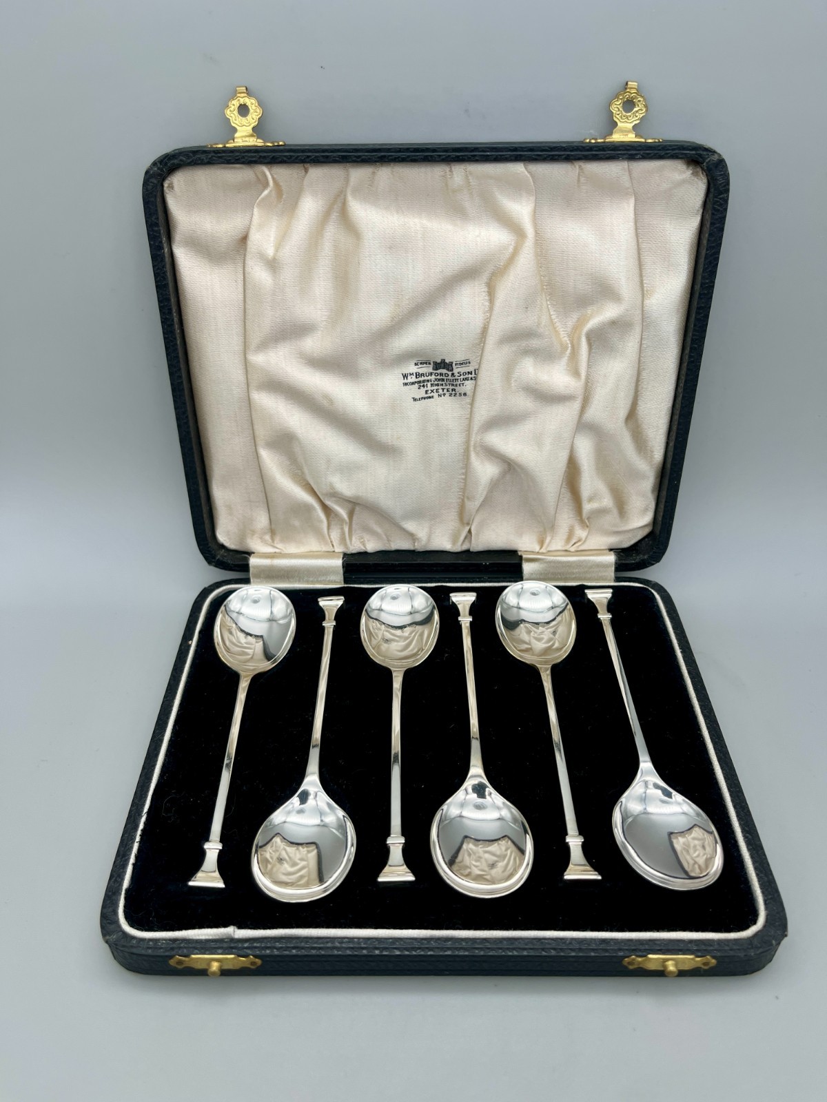 SET OF SIX ART DECO STERLING SILVER COFFEE SPOONS, WILLIAM SUCKLING, B’HAM, 1936