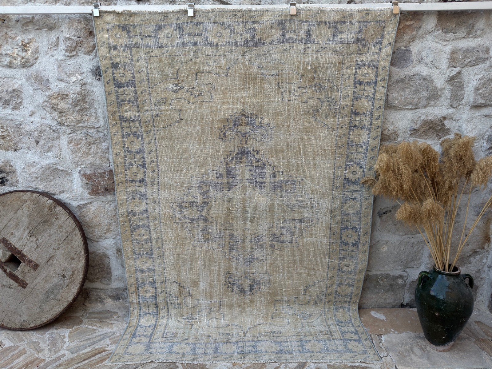 6×8 Blue Turkish Hand-Knotted Rug 5’8″ x 8′ Wool Oriental Area Bedroom Carpet