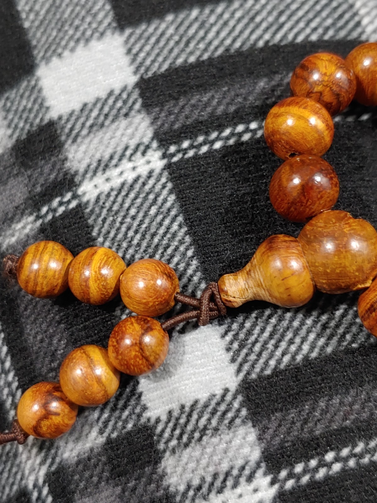 黄花梨木108佛珠项链手串 Chinese 0.8 cm Natural Huanghuali Rosewood Beads Necklace Bracelet