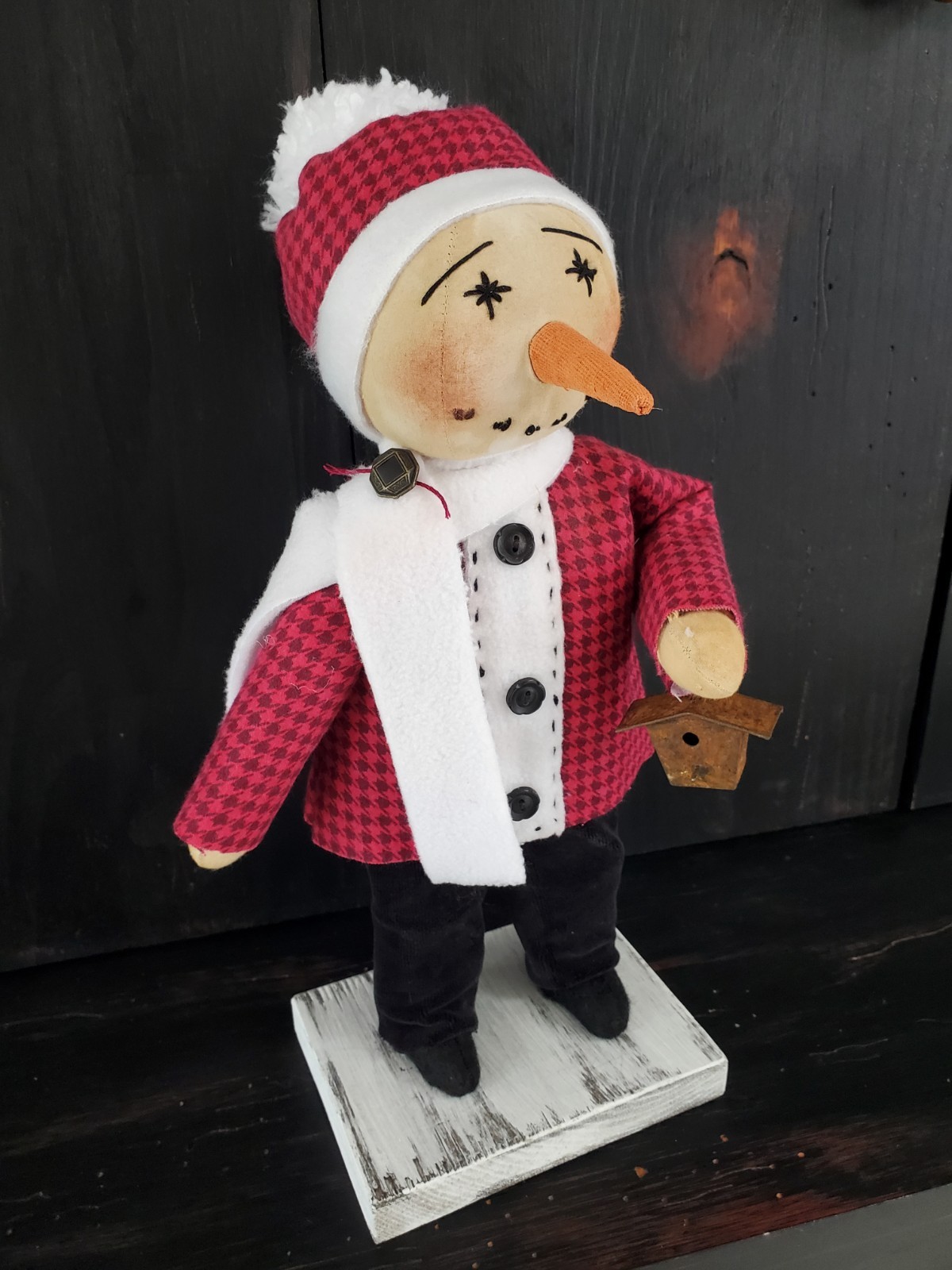 Primitive Christmas snowman doll, Christmas doll, Christmas snowman