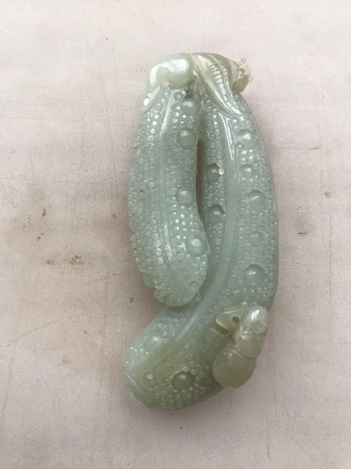 A Chinese Jade/Hardstone Cicada on Vegetable figurine
