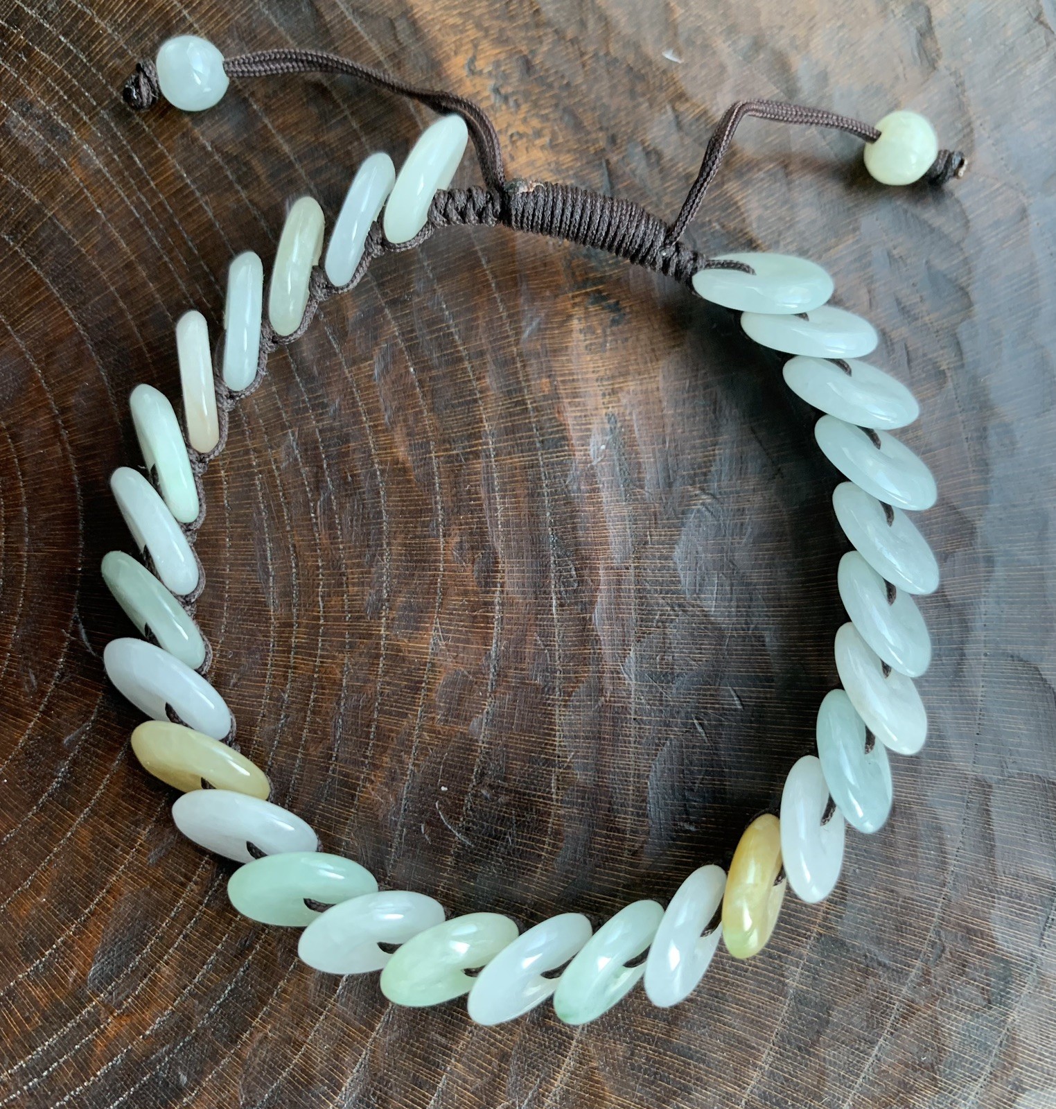 Untreated 100% Natural Jade Grade A Multi-Color Jadeite Circle Donuts Bracelet