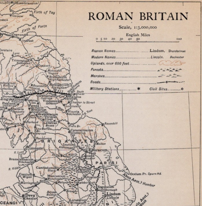 Roman Britain Map Roman Roads Londinium Hadrians Wall Antique Map 1900s