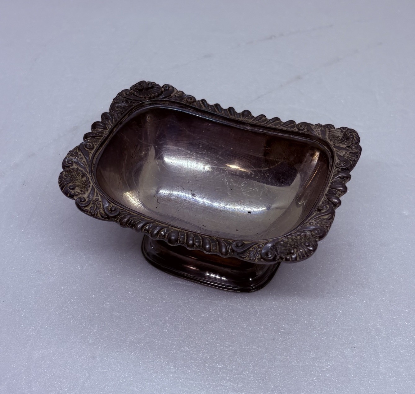 Rare Barker Ellis Silver Plated Footed Bowl Dish Signed England 4” Ornate Art BB