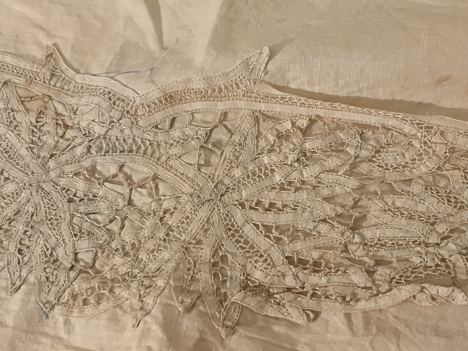 Antique Handmade Battenberg Lace Projects in Progress Cutter DIY Sew