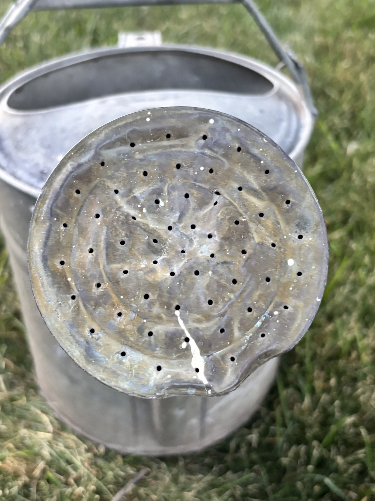 Vtg Watering Can Galvanized Sprinkler Head Flower Pot Rustic Farmhouse