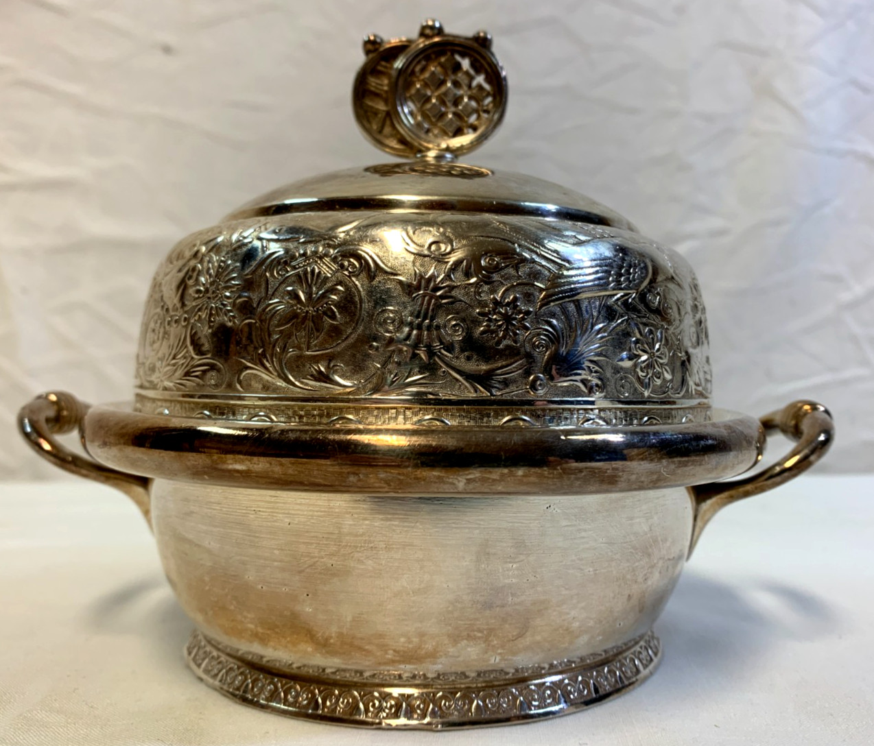 Antique ROCKFORD SILVER CO. ~ Quadruple Plate 1652 Dome Master Butter Dish
