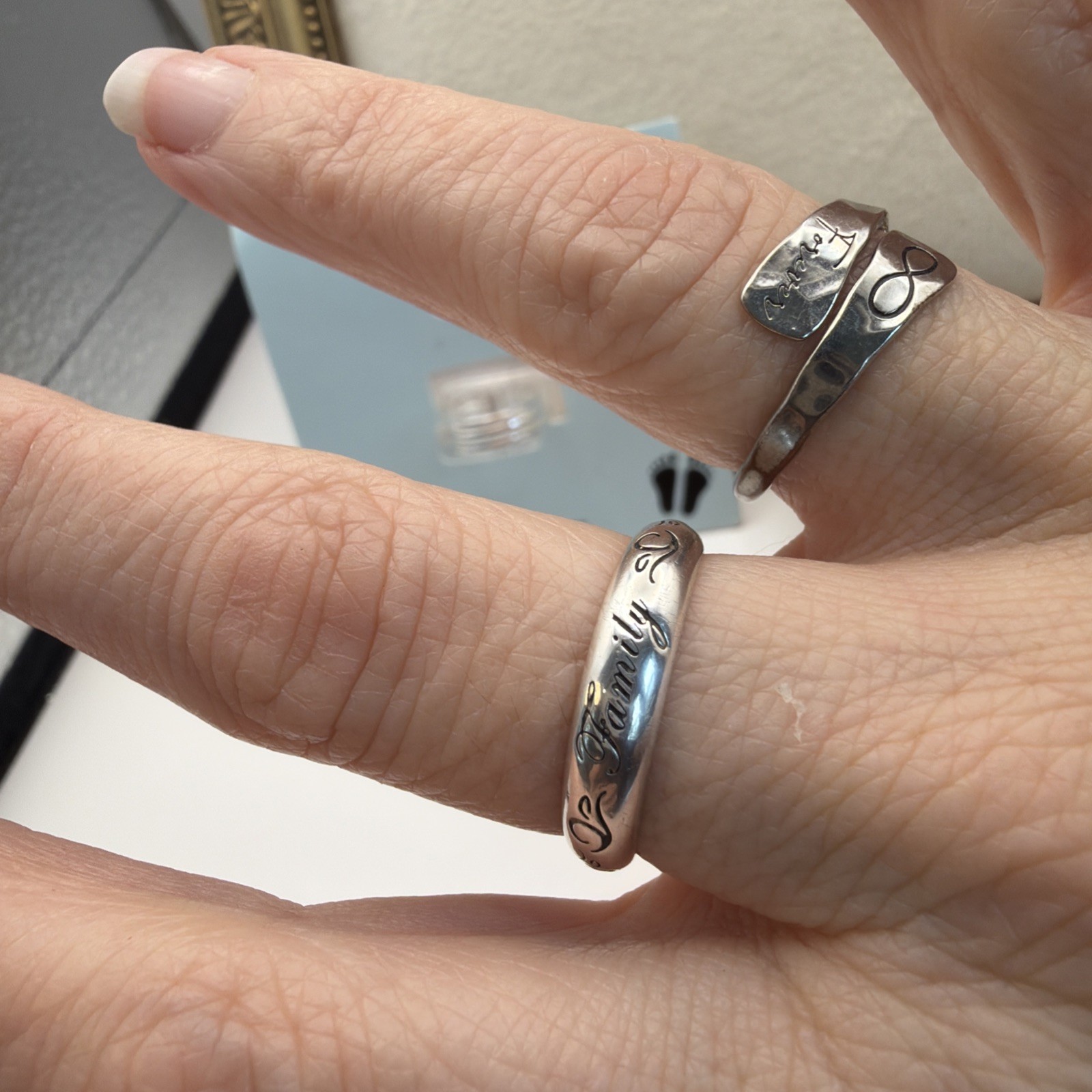 1140 Silver Ring Lot, Two Sterling Silver And One Silver Plate Family