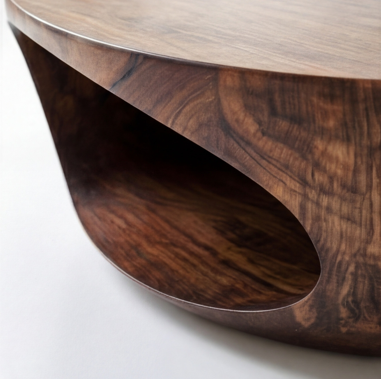 Modern Sculptural Coffee Table Solid Wood Coffee Table Organic Minimalist Center